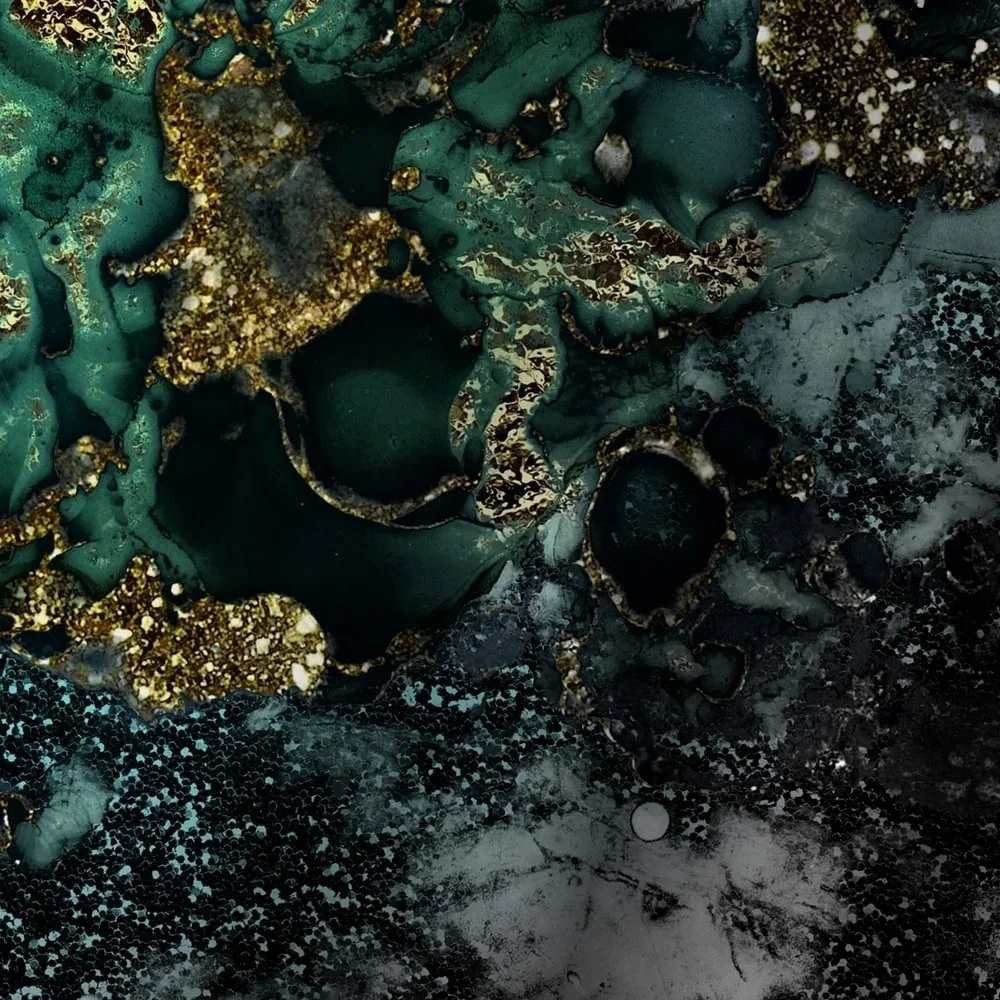 Luxury Dark Malachite Gold Shower Curtain